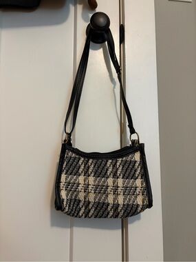 SHEIN Black & Cream Plaid Shoulder Bag